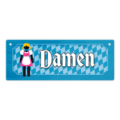 Damen Toilette Metallschild auf bayrische Art mit Dirndl