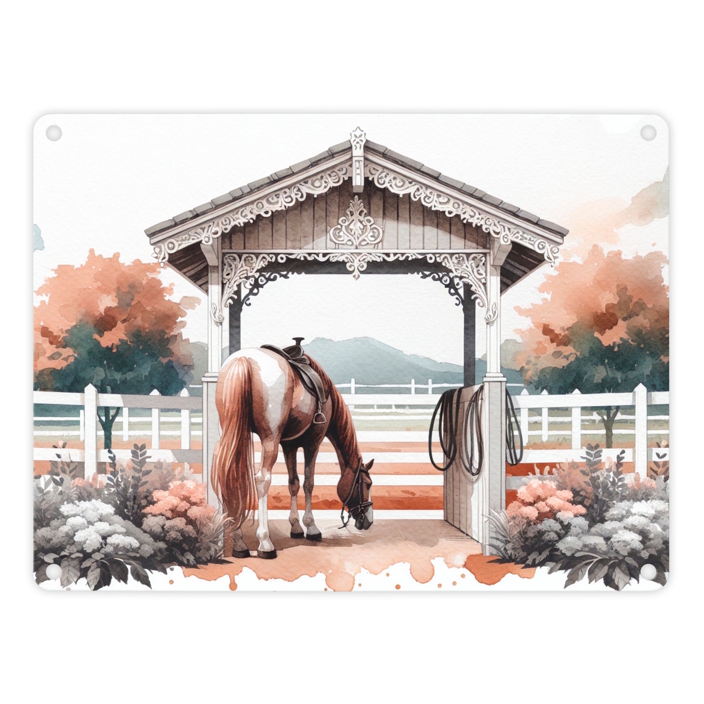 Geschecktes Westernpferd Metallschild in 15x20 cm