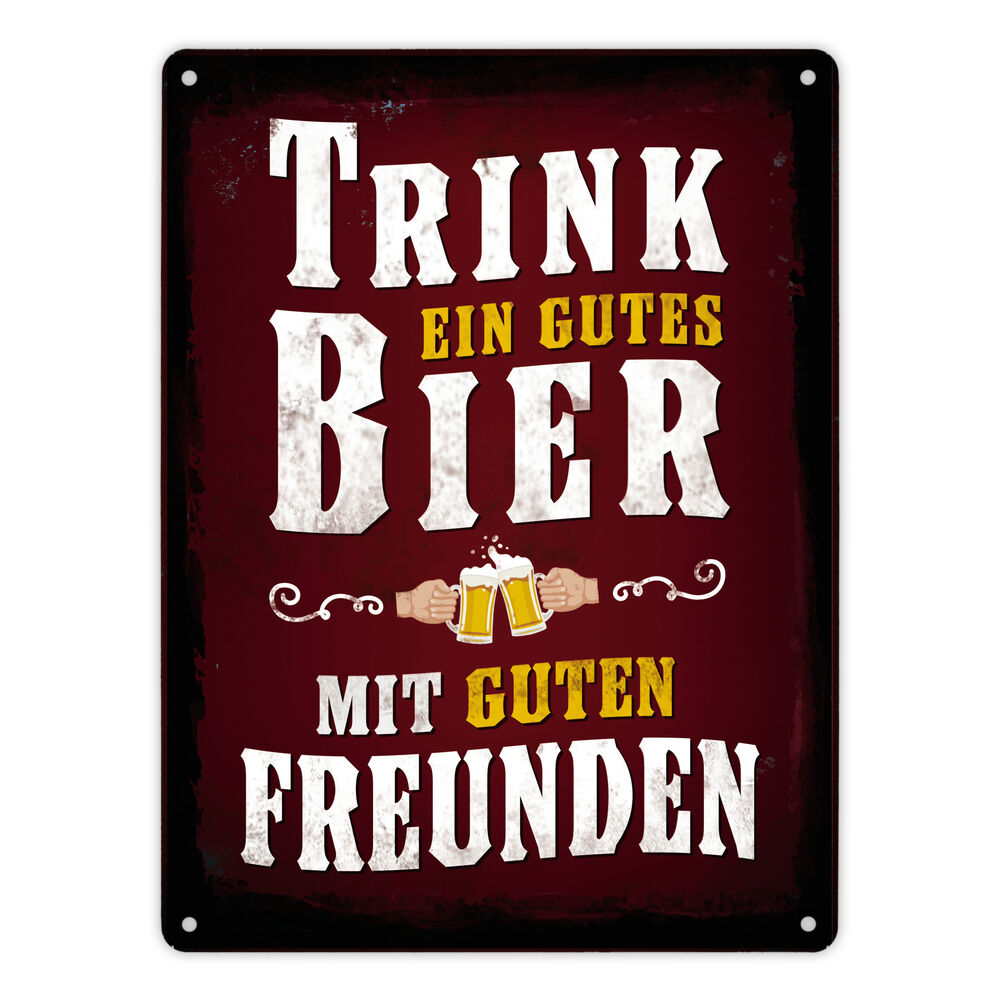 Metallschild XL mit Spruch: Gutes Bier mit guten Freunden