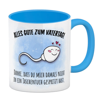 Danke Papa, dass du nicht Kaffeebecher in hellblau zum Vatertag mit Taschentuch Spruch