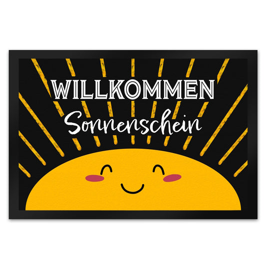 Willkommen Sonnenschein Fußmatte XL in 40x60 cm in schwarz