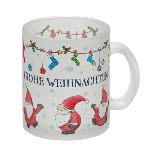 Frohe Weihnachten Glas Tasse mit Weihnachtsmann Motiv