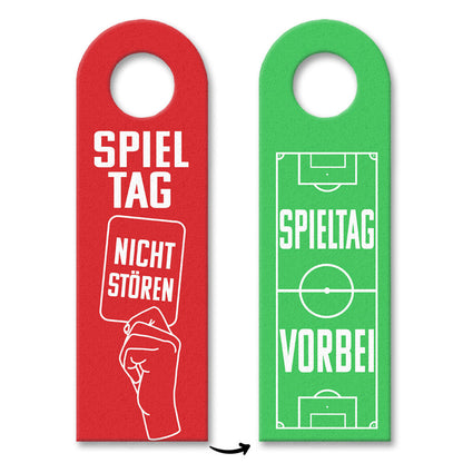 Fußball Spieltag Türhänger für Fußballfans in rot und grün