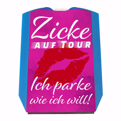 Zicke auf Tour Parkscheibe mit Kussmund Motiv und 2 Einkaufswagenchips