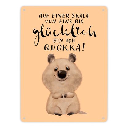 Quokka Metallschild XL in 21x28 cm mit Spruch Von eins bis glücklich