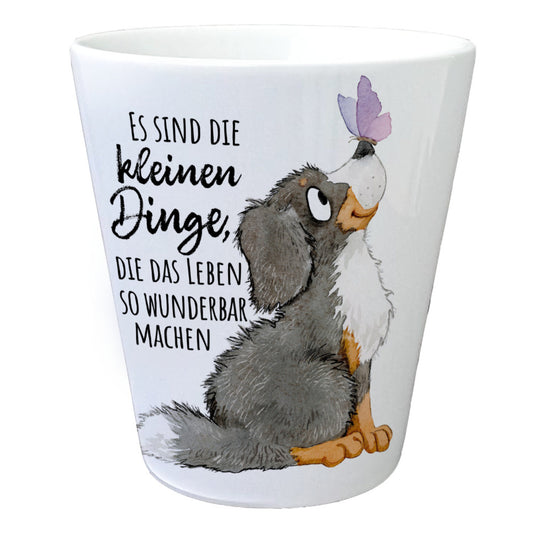 Hund Blumentopf mit Spruch Die kleinen Dinge machen das Leben so wunderbar