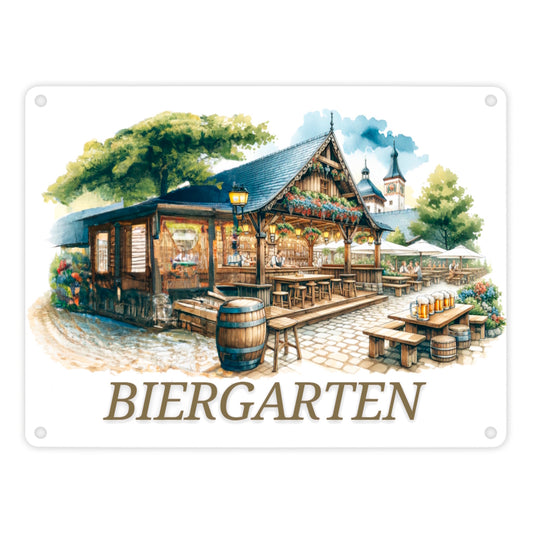 Biergarten Metallschild in 15x20 cm