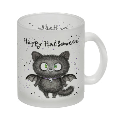 Happy Halloween Glas Tasse mit schwarzer Fledermaus-Katze