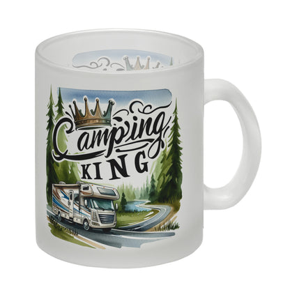 Camping King mit Wohnmobil Glas Tasse