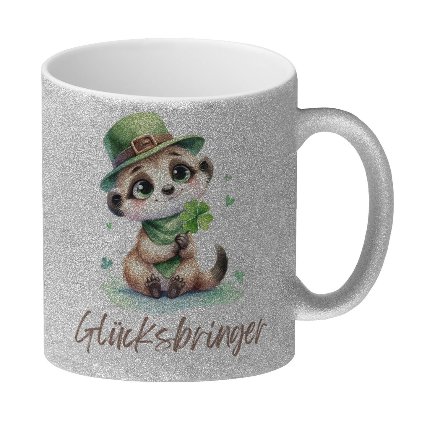 Erdmännchen Glücksbringer Glitzer-Kaffeebecher