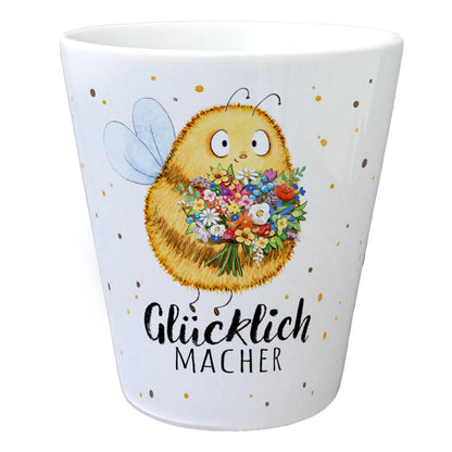 Pummel Biene Blumentopf mit Spruch Glücklichmacher