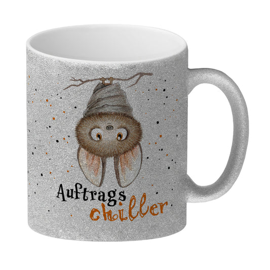 Auftragschiller Glitzer-Kaffeebecher mit Fledermaus