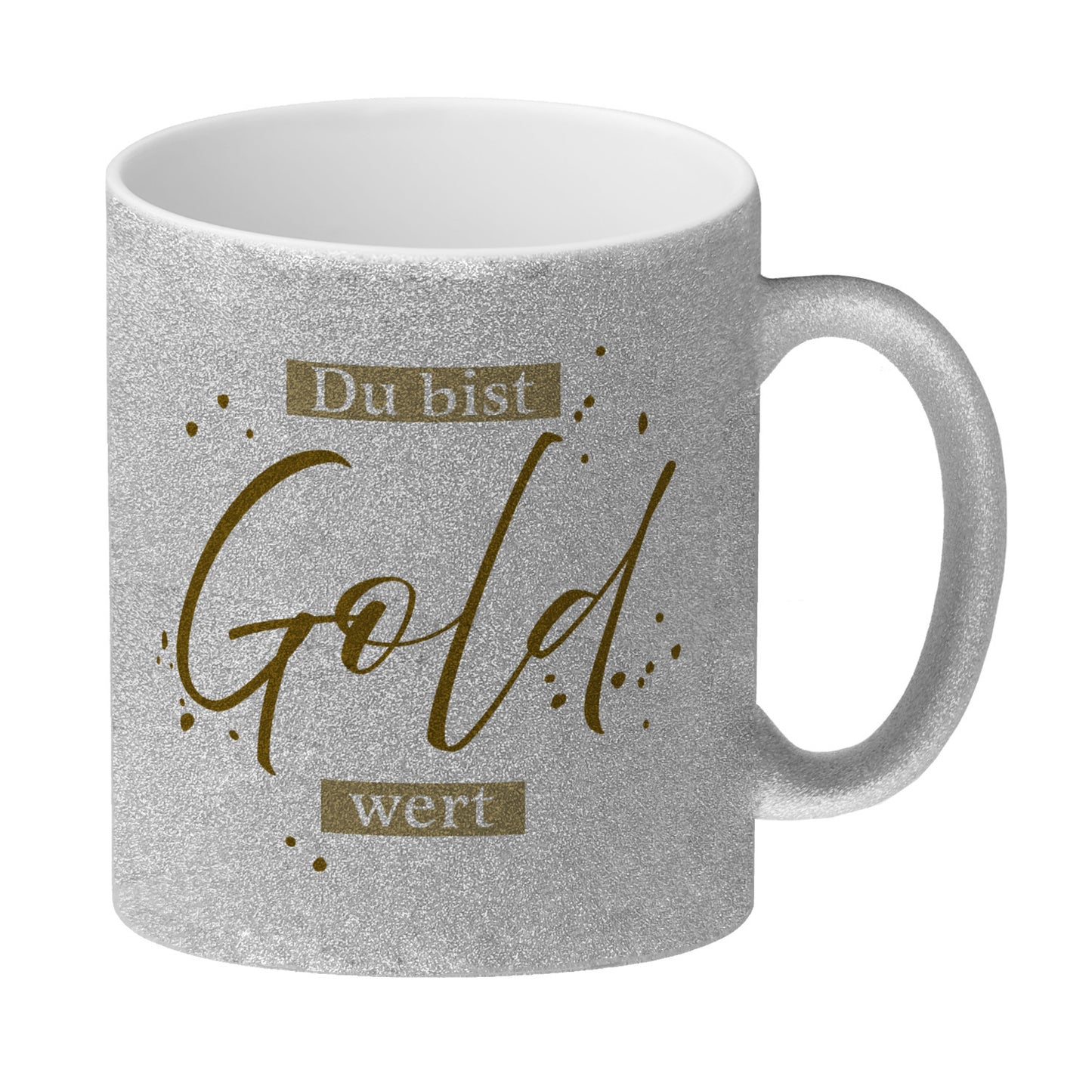 Danksagung Glitzer-Kaffeebecher mit Spruch Du bist Gold wert