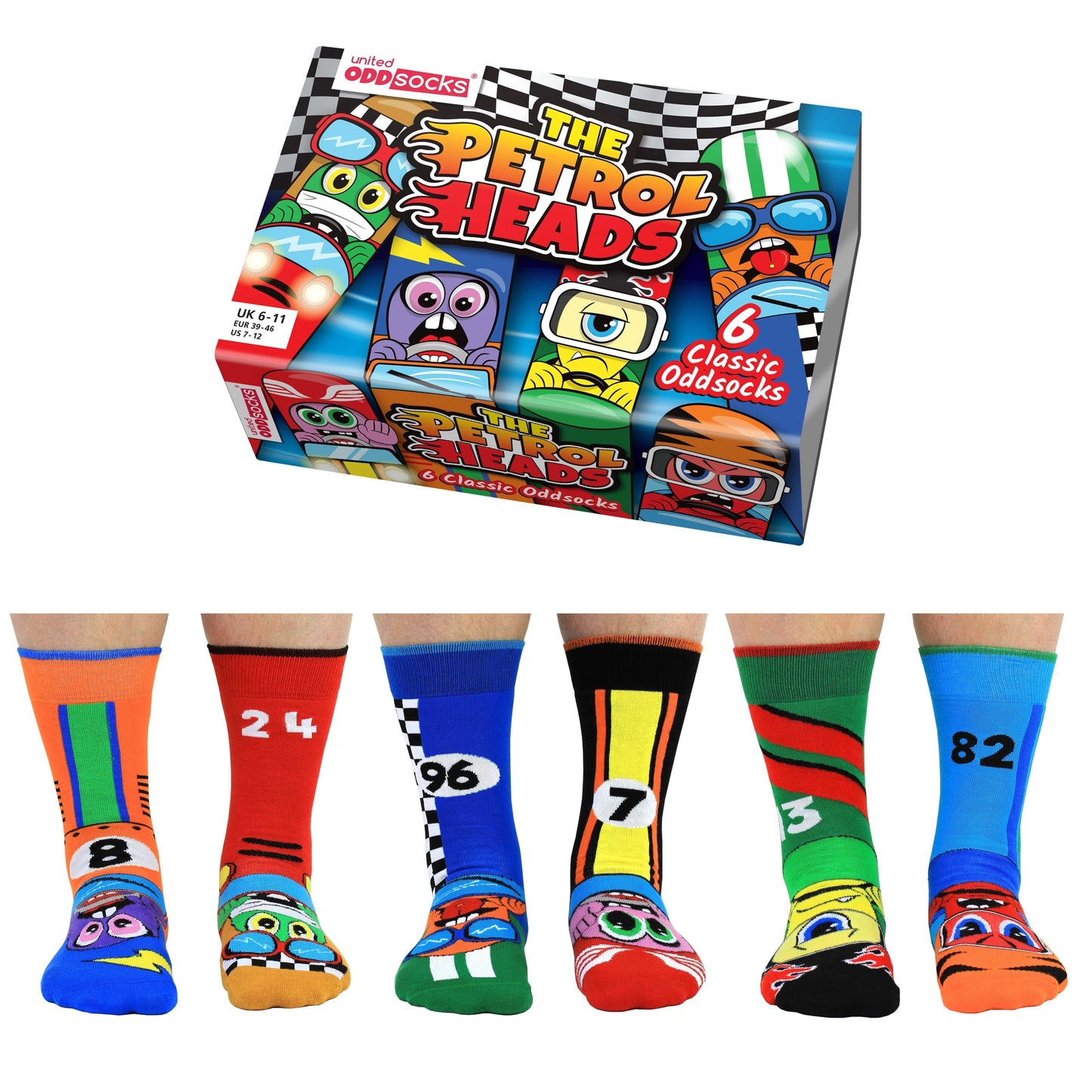 Petrol Heads Rennfahrer Oddsocks Socken in 39-46 im 6er Set