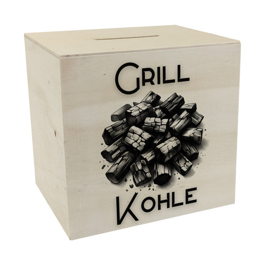 Grillkohle Spardose aus Holz