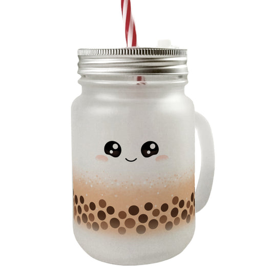 Bubble Tea Mason Jar Henkel Trinkglas mit Deckel in orange