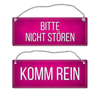 Pinkes &quotBitte nicht stören - Komm rein&quot Wendeschild mit Kordel