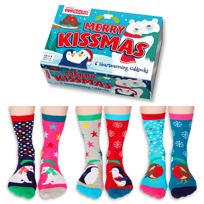 Merry Kissmas Weihnachten Oddsocks Socken in 37-42 im 6er Set