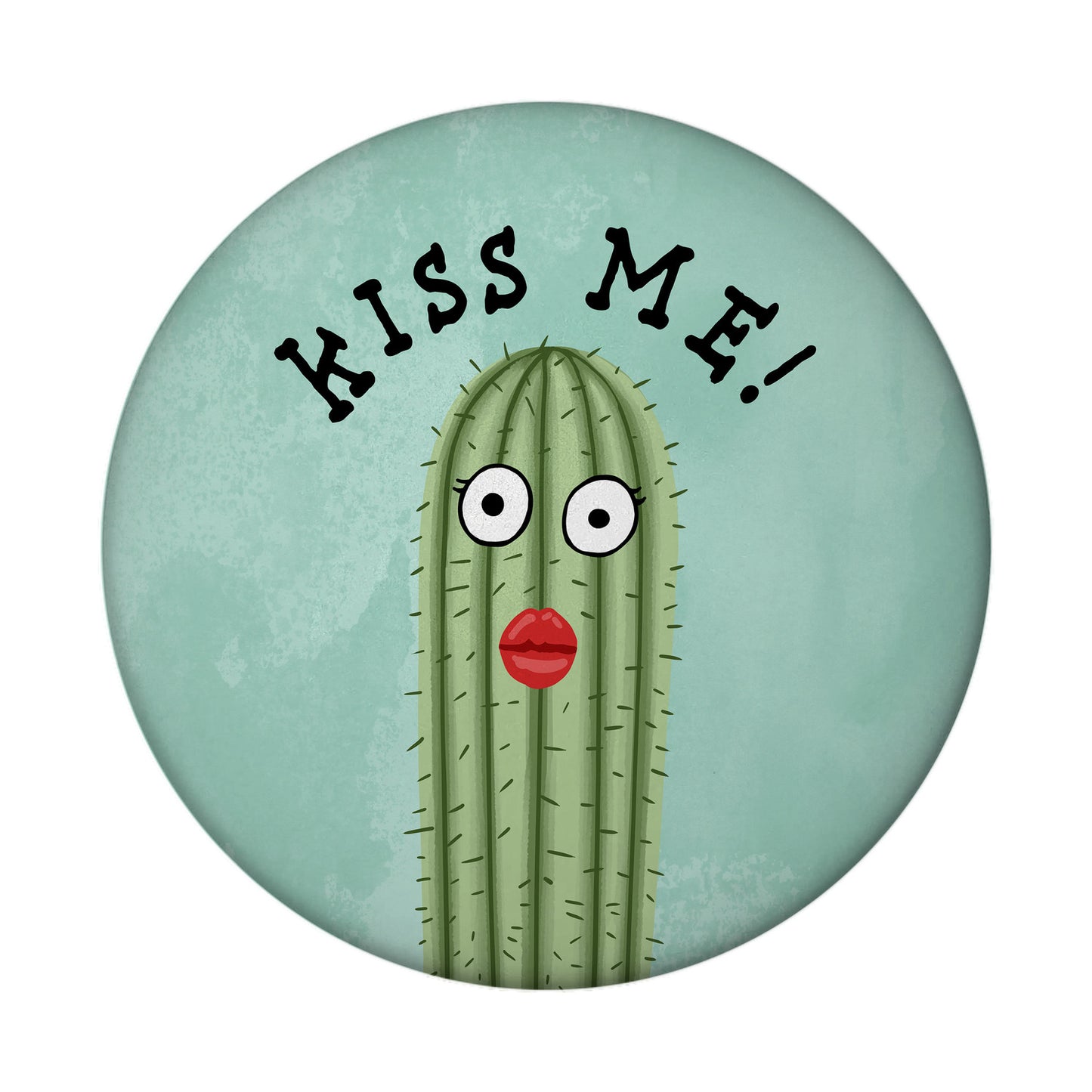 Kiss me Kaktus Magnet rund