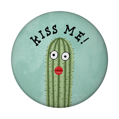 Kiss me Kaktus Magnet rund