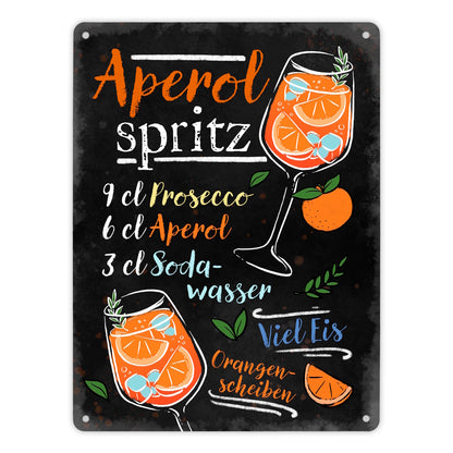 Cocktail-Rezept Aperol Spritz Metallschild XL in 21x28 cm