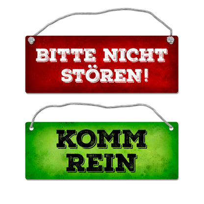 &quotBitte nicht stören - Komm rein&quot Wendeschild in Grün und Rot mit Kordel