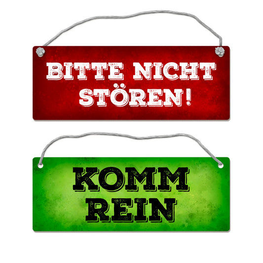 &quotBitte nicht stören - Komm rein&quot Wendeschild in Grün und Rot mit Kordel