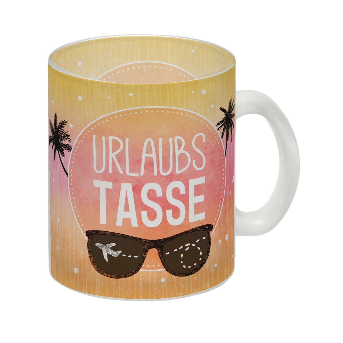 Urlaubsbecher Glas Tasse mit sommerlichem Urlaub Motiv