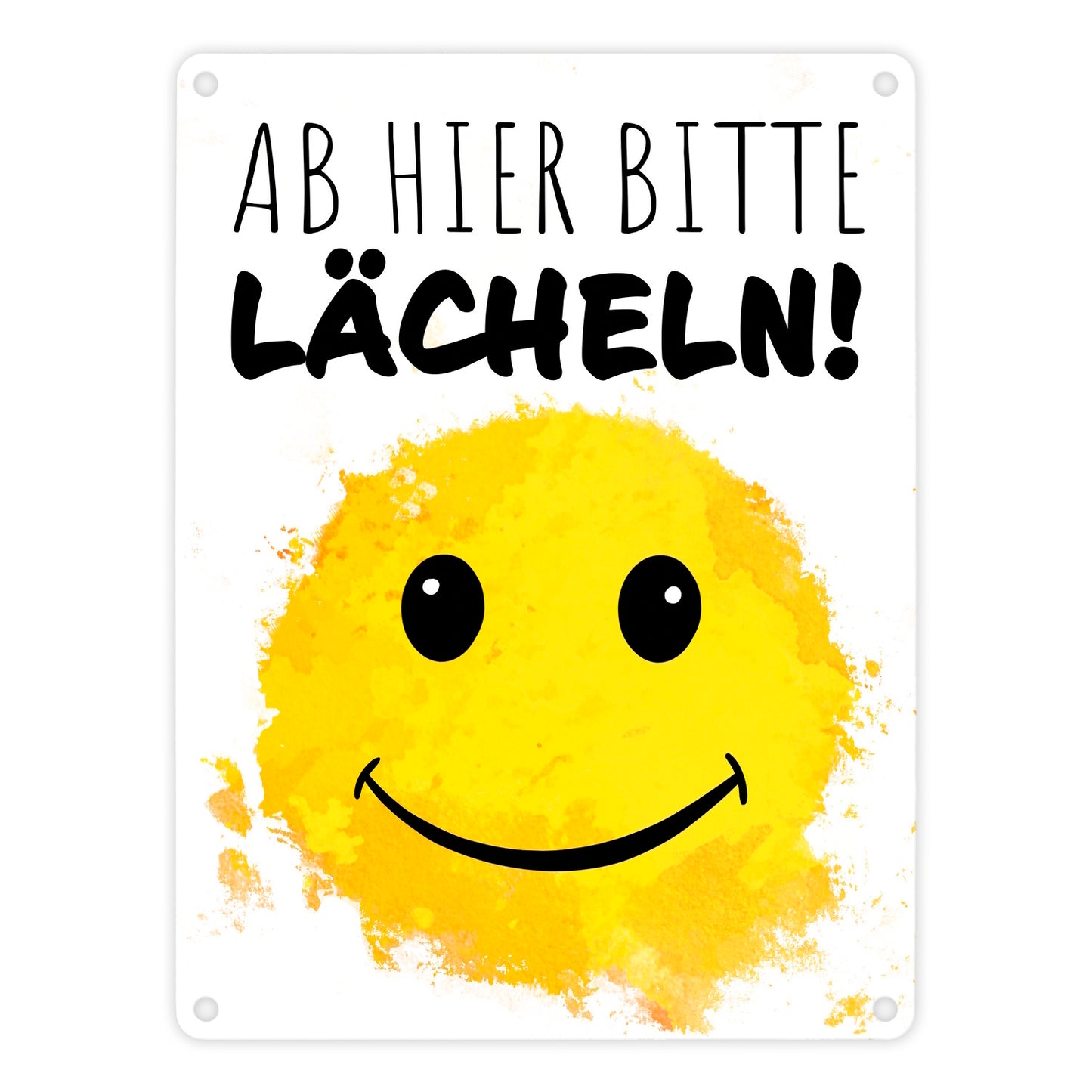 Grinsendes Emoticon Ab hier bitte lächeln Metallschild in 15x20 cm