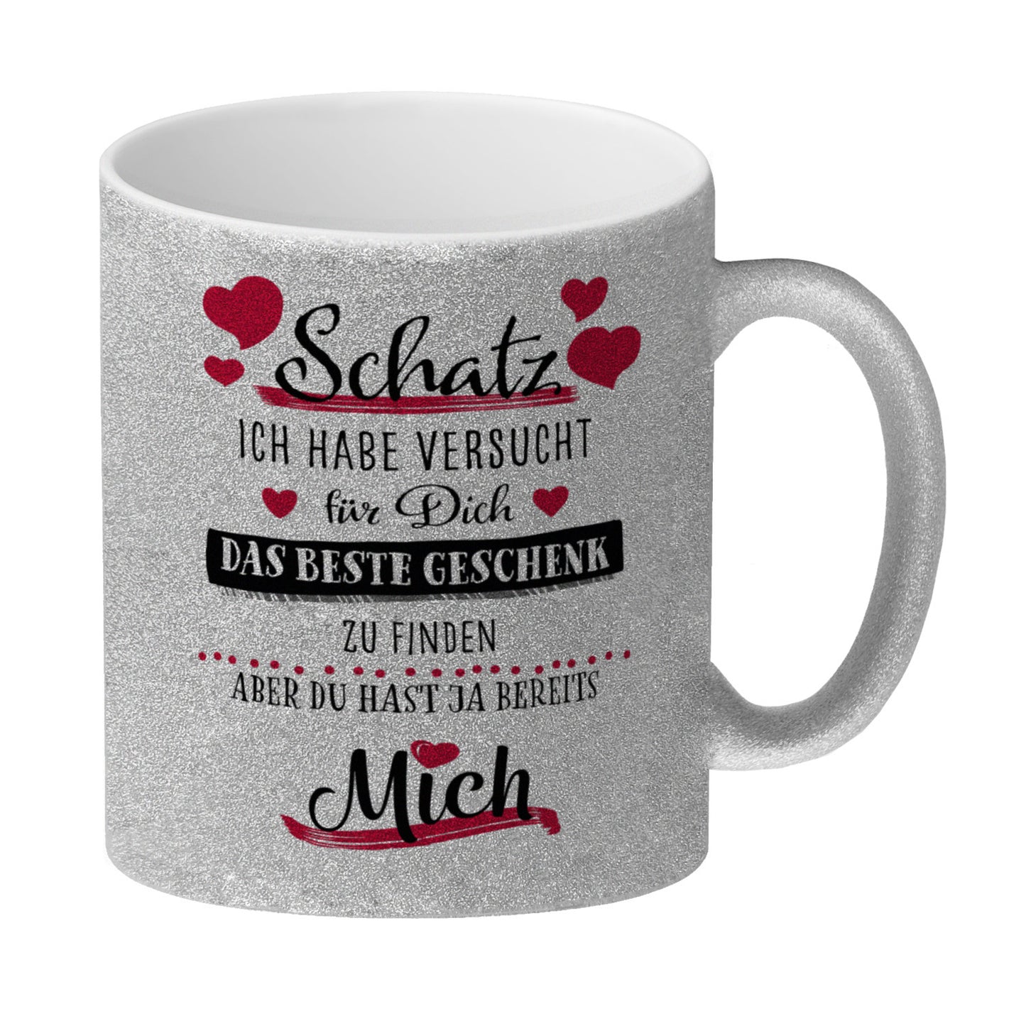 Bestes Geschenk für Schatz zum Valentinstag Glitzer-Kaffeebecher