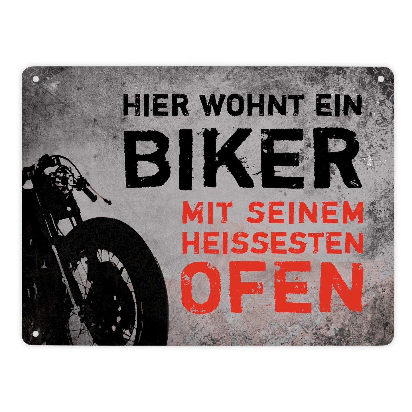 Metallschild XL mit Biker Motiv und Spruch: Hier wohnt ein Biker mit ...