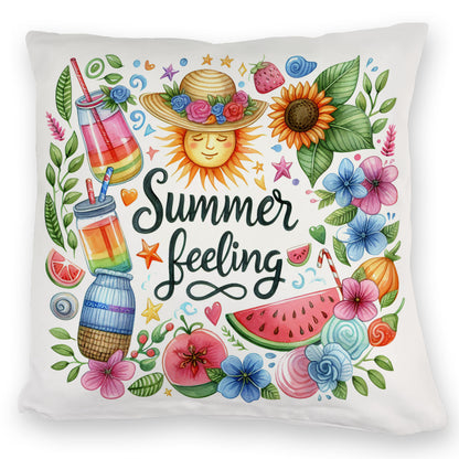 Sonne und Sommer Kuschelkissen mit Spruch Summer feeling