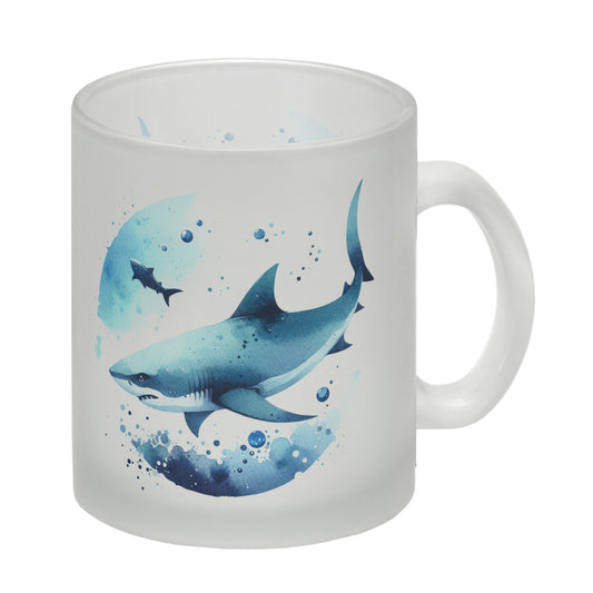 Haifisch im Wasser Glas Tasse