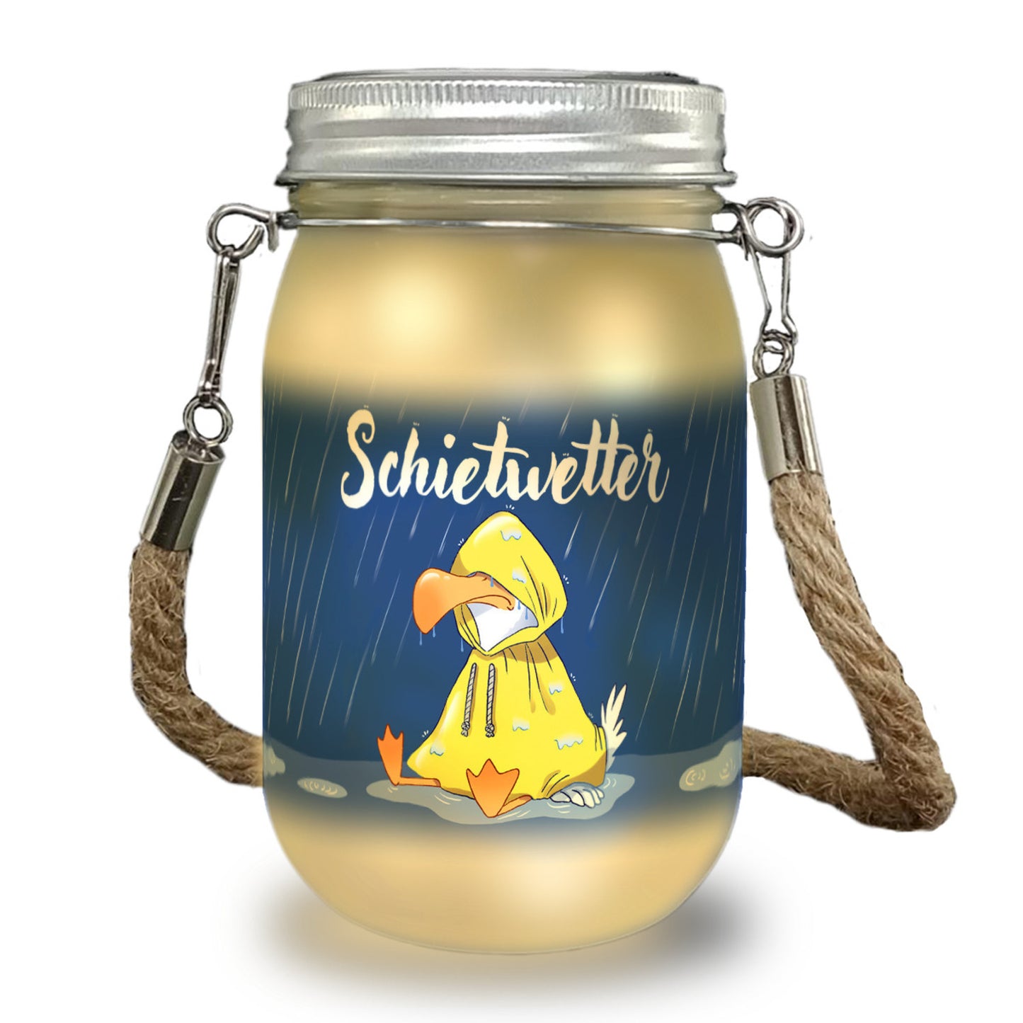 Möwe Solarlicht mit Spruch Schietwetter