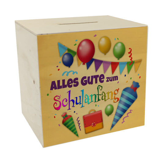 Alles Gute zum Schulanfang Spardose aus Holz zur Einschulung