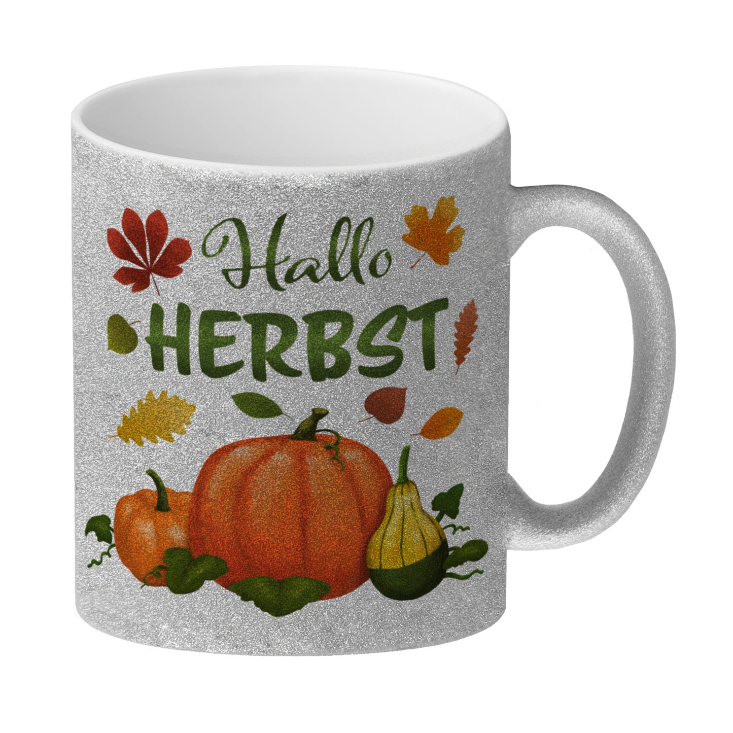 Hallo Herbst Glitzer-Kaffeebecher mit hübschen Kürbissen