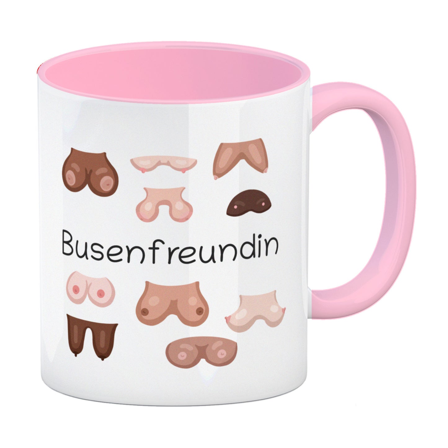 Busenfreundin Kaffeebecher Rosa mit verschiedenen Brüsten