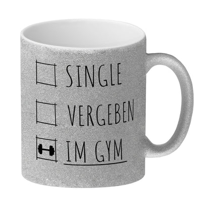 Single, vergeben oder im Gym Fitness Glitzer-Kaffeebecher