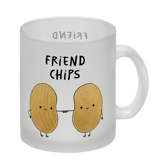 Chips Freundschaft Glas Tasse mit Spruch Friendchips