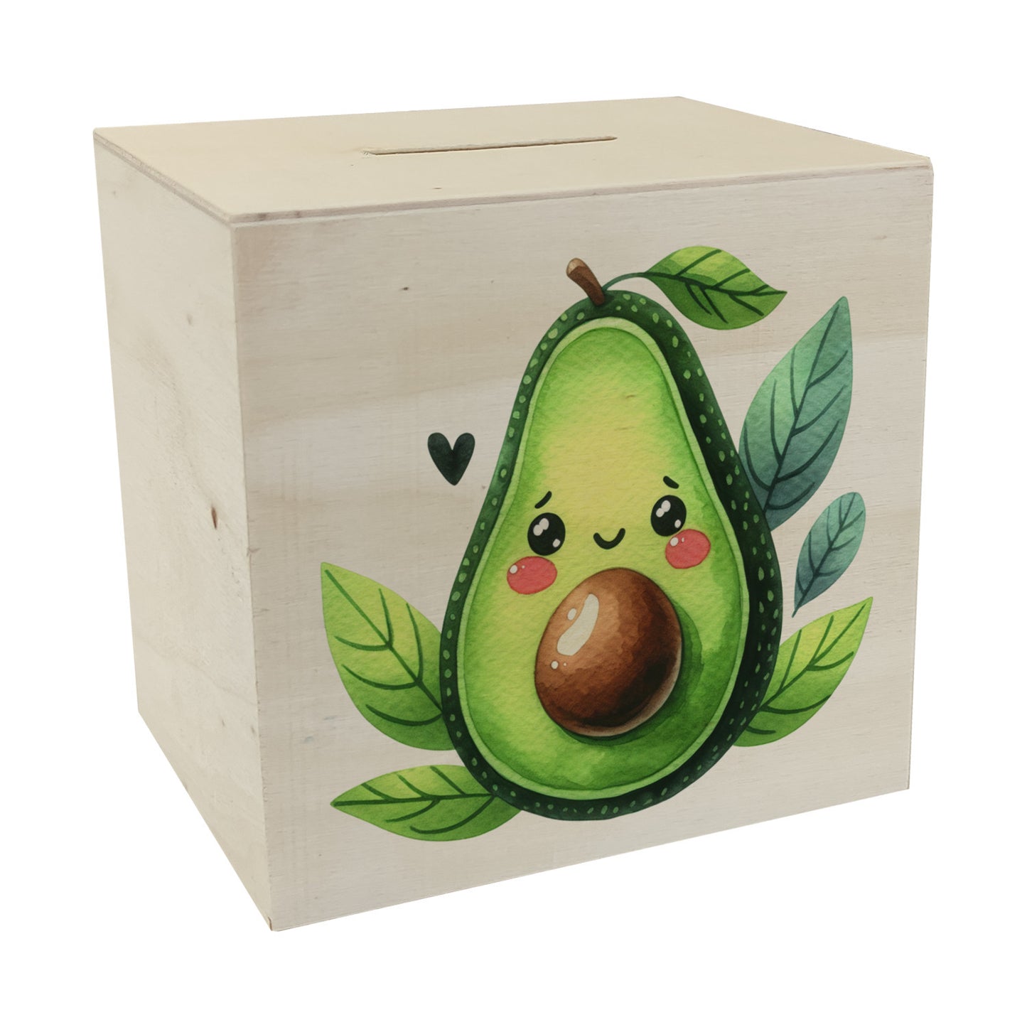 Lächelnde Avocado Spardose aus Holz