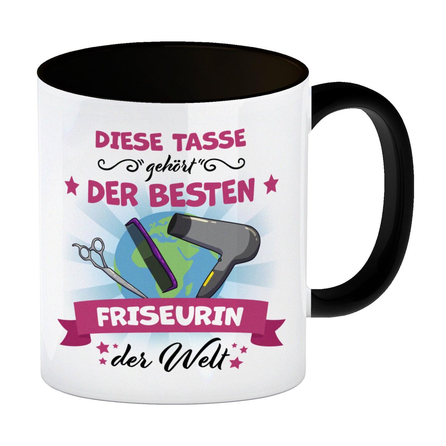 Beste Friseurin der Welt Kaffeebecher Schwarz