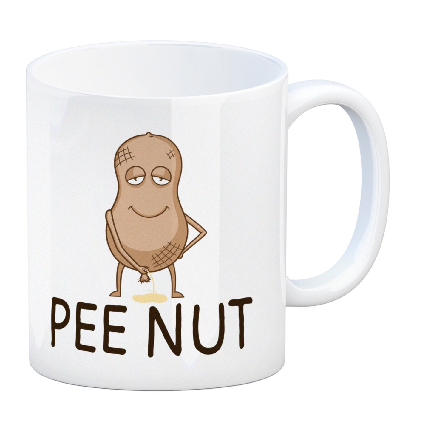 Pee nut Kaffeebecher mit pinkelnder Erdnuss