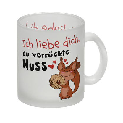 Ich liebe dich verrückte Nuss Glas Tasse mit süßem Eichhörnchen