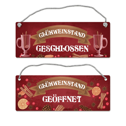 Wendeschild mit Kordel Das perfekte Gadget für deine Weihnachtsparty oder den nächsten Glühweinabend. Mit diesem praktischen und schönen Wendeschild kannst du einfach deinen Glühweinstand eröffnen oder schließen.