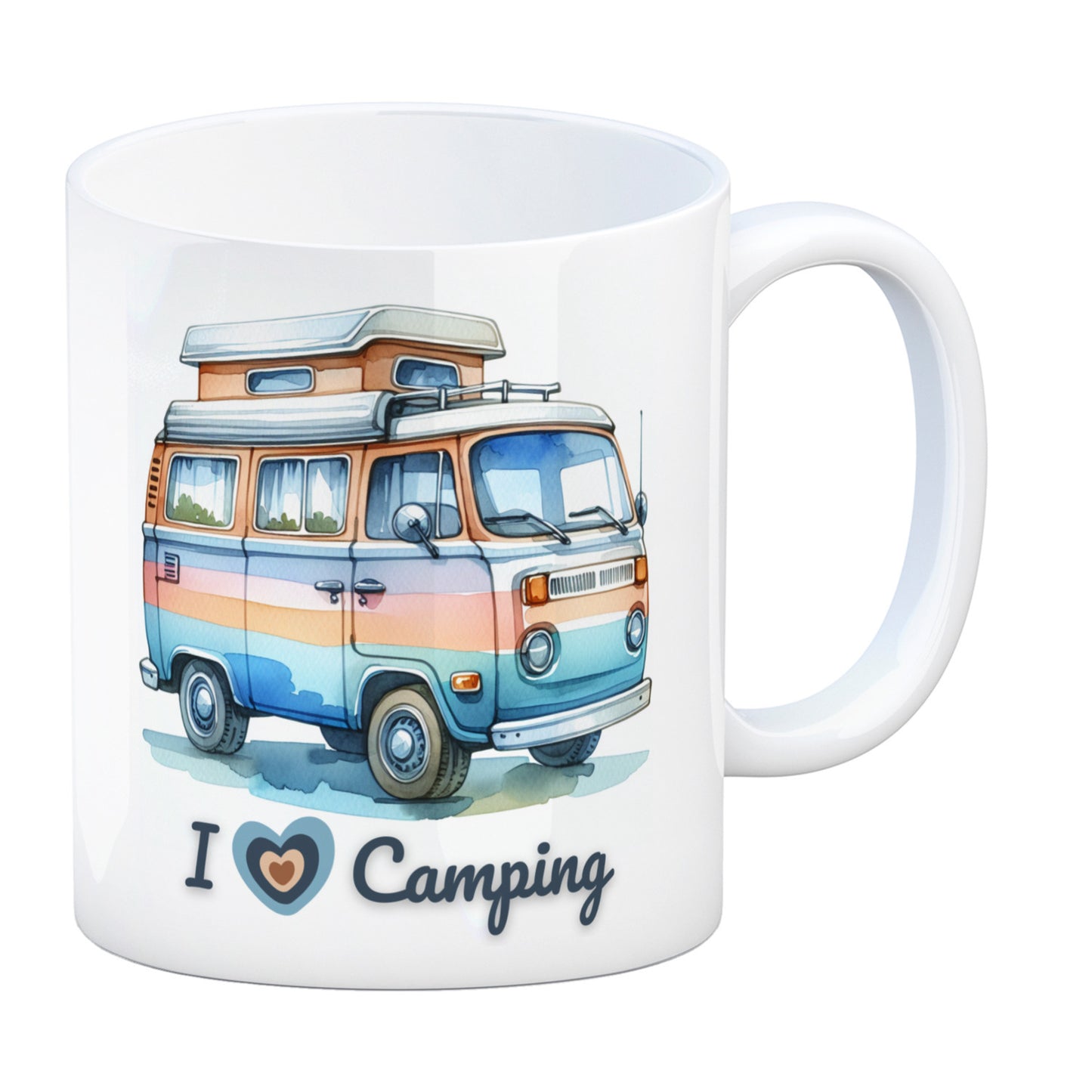 Campervan Kaffeebecher mit Spruch I love Camping