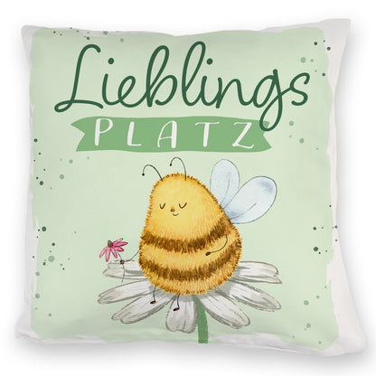 Pummel Biene Kuschelkissen mit Spruch Lieblingsplatz