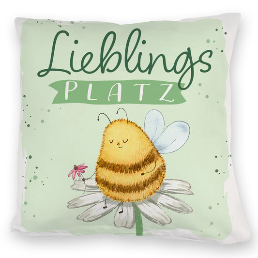 Pummel Biene Kuschelkissen mit Spruch Lieblingsplatz