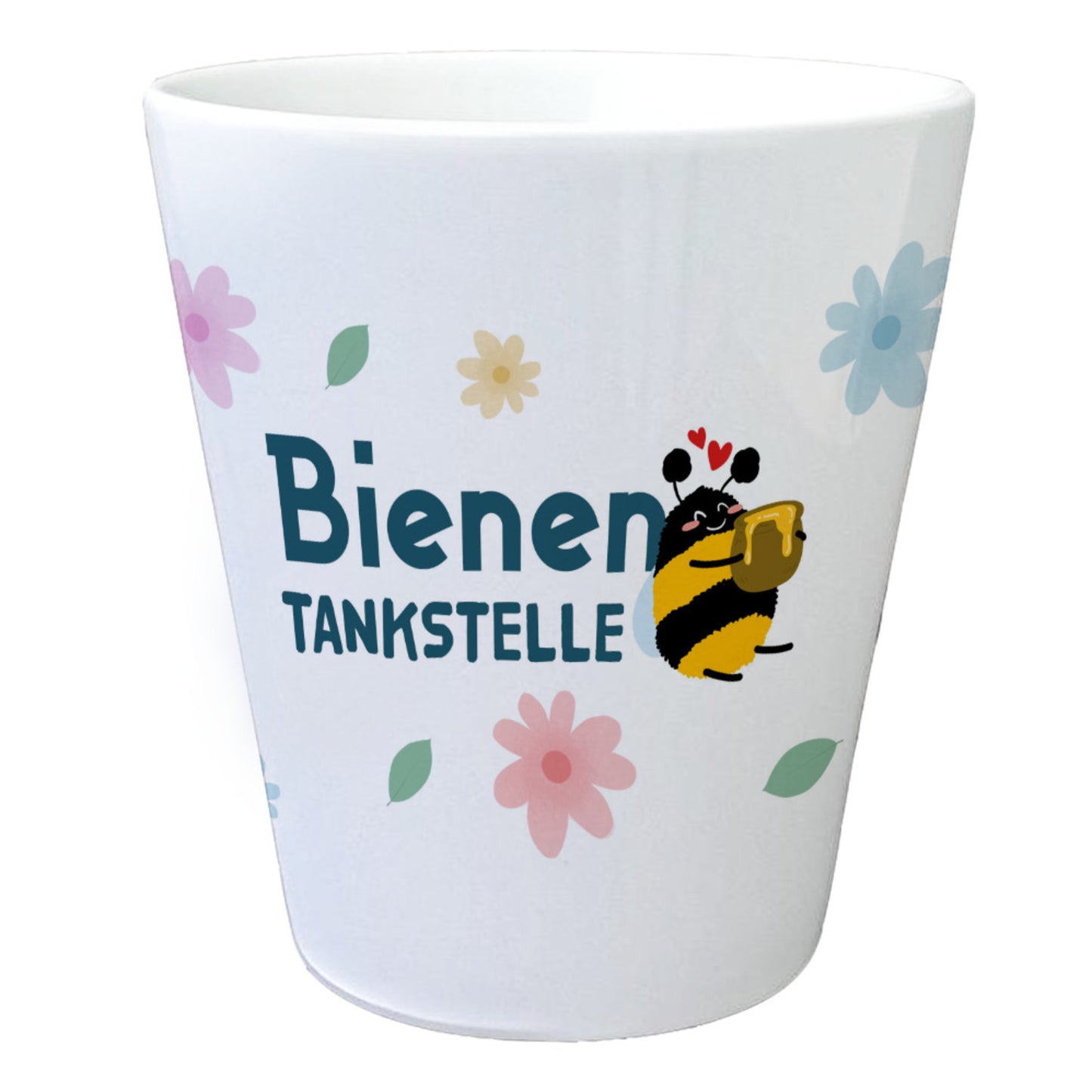 Bienen Blumentopf mit Spruch Bienentankstelle