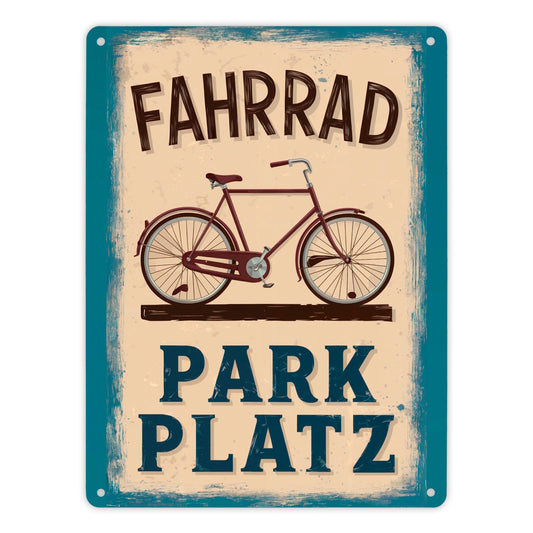 Vintage Fahrrad Parkplatz Metallschild XL in 21x28 cm