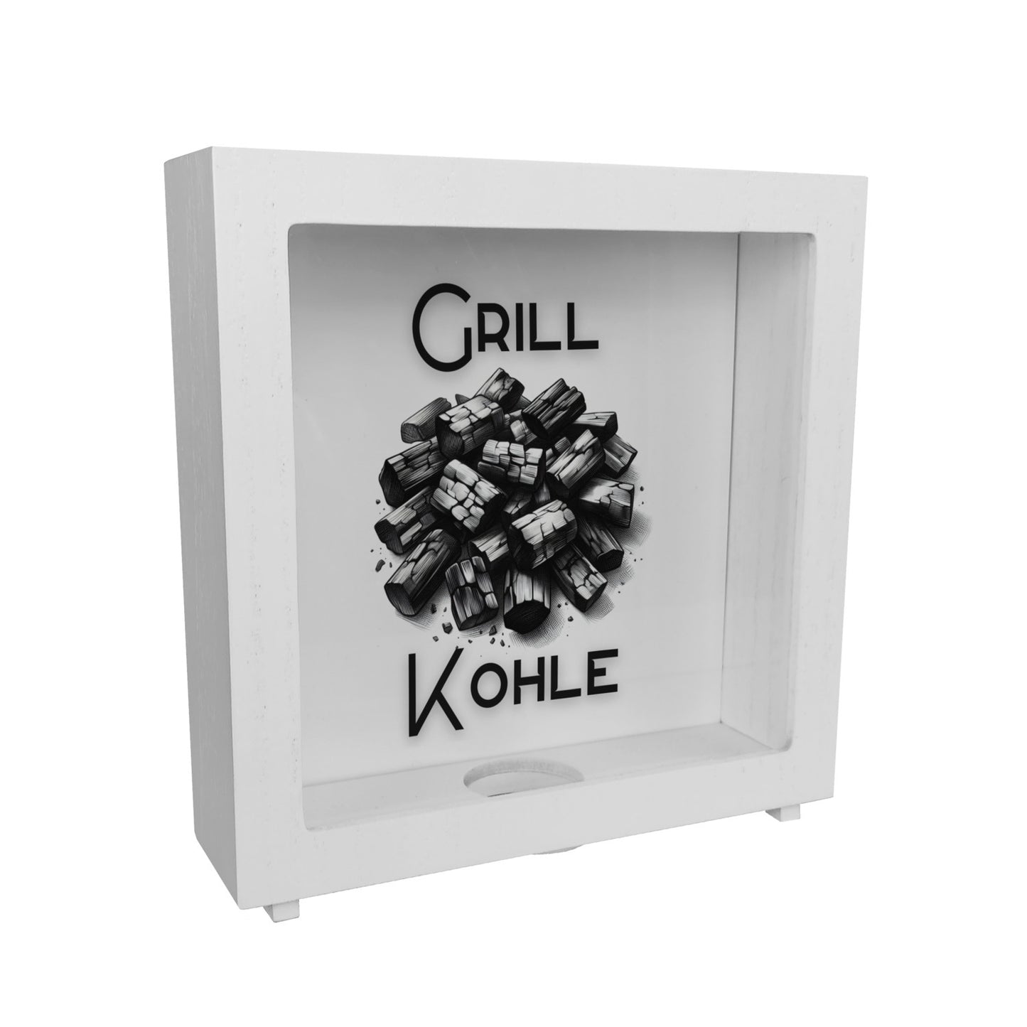 Grillkohle Rahmen Spardose aus Holz